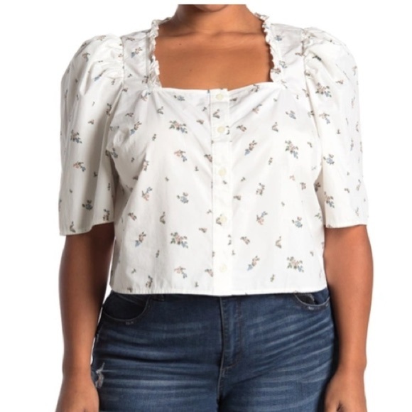 LEVI’S PLUS SIZE COTTON JOELLA PRINTED TOP IN JOSIE FLORAL CLOUD DANCER 3X - Picture 1 of 12